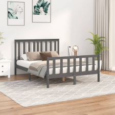 vidaXL szürke tömör fenyőfa ágykeret fejtámlával 140 x 200 cm ágy és ágykellék