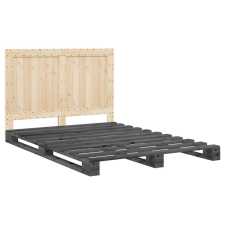 vidaXL szürke tömör fenyőfa ágykeret fejtámlával 140 x 200 cm (3281546) ágy és ágykellék