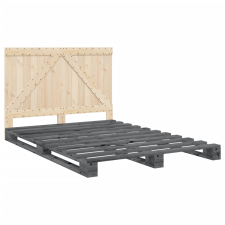 vidaXL szürke tömör fenyőfa ágykeret fejtámlával 140 x 200 cm (3281564) ágy és ágykellék