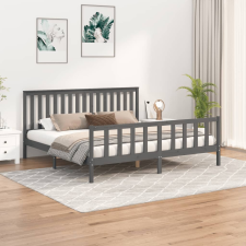 vidaXL szürke tömör fenyőfa ágykeret fejtámlával 200 x 200 cm ágy és ágykellék
