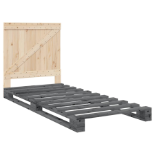 vidaXL szürke tömör fenyőfa ágykeret fejtámlával 90 x 200 cm (3281562) ágy és ágykellék