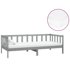 vidaXL szürke tömör fenyőfa dívány matraccal 90 x 200 cm (3083611) ágy és ágykellék