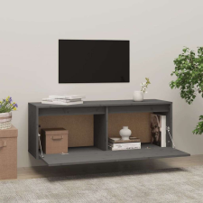 vidaXL szürke tömör fenyőfa faliszekrény 100 x 30 x 35 cm bútor
