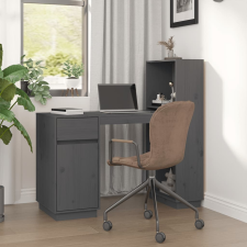 vidaXL szürke tömör fenyőfa íróasztal 110x53x117 cm íróasztal