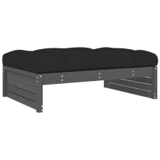 vidaXL szürke tömör fenyőfa kerti lábzsámoly párnával 120x80 cm (825767) kerti bútor