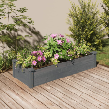 vidaXL szürke tömör fenyőfa kerti magaságyás béléssel 120x45x25 cm kerti tárolás
