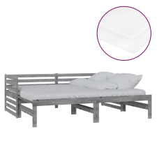 vidaXL szürke tömör fenyőfa kihúzható kanapéágy 2 x (90 x 200) cm (3083671) ágy és ágykellék