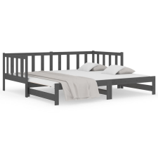 vidaXL szürke tömör fenyőfa kihúzható kanapéágy 2x(90x190) cm (814666) ágy és ágykellék