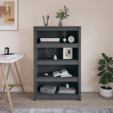 vidaXL szürke tömör fenyőfa könyvszekrény 80x35x126 cm bútor