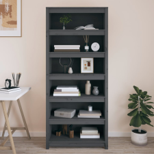 vidaXL szürke tömör fenyőfa könyvszekrény 80x35x183 cm bútor