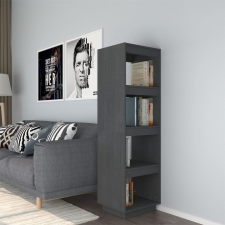 vidaXL szürke tömör fenyőfa könyvszekrény/térelválasztó 40x35x135 cm bútor