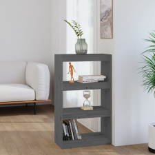 vidaXL szürke tömör fenyőfa könyvszekrény/térelválasztó 60x30x103,5 cm bútor