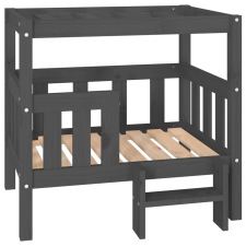vidaXL szürke tömör fenyőfa kutyaágy 75,5x63,5x70 cm (822379) szállítóbox, fekhely kutyáknak