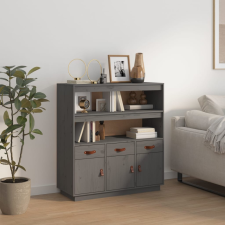 vidaXL szürke tömör fenyőfa magasszekrény 100 x 40 x 108,5 cm bútor