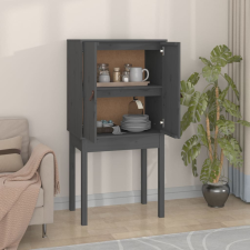 vidaXL szürke tömör fenyőfa magasszekrény 60 x 40 x 120 cm bútor