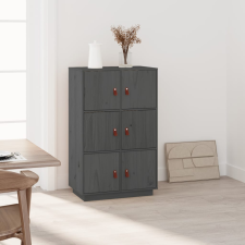 vidaXL szürke tömör fenyőfa magasszekrény 67 x 40 x 108,5 cm bútor
