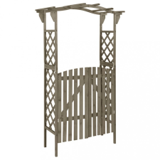 vidaXL szürke tömör fenyőfa pergola kapuval 116 x 40 x 204 cm kerti bútor