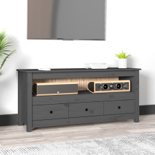 vidaXL szürke tömör fenyőfa TV-szekrény 114x35x52 cm bútor