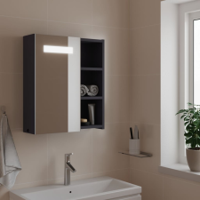 vidaXL szürke tükrös fürdőszobaszekrény LED-del 45 x 13 x 52 cm bútor