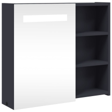 vidaXL szürke tükrös fürdőszobaszekrény LED-del 60 x 13 x 52 cm (357970) fürdőszoba bútor