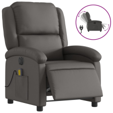 vidaXL szürke valódi bőr elektromos dönthető fotel (3204257) bútor