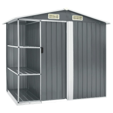 vidaXL szürke vas kerti fészer állvánnyal 205 x 130 x 183 cm kerti tárolás