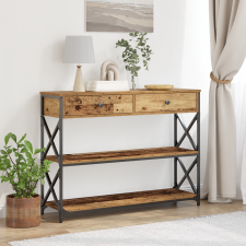 vidaXL Tábla Régi Fa 100x28x75 cm Műanyag Fa és Acél bútor