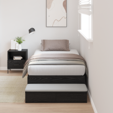 vidaXL Tároló Ágykeret Fekete Tölgy 100x200 cm ágy és ágykellék