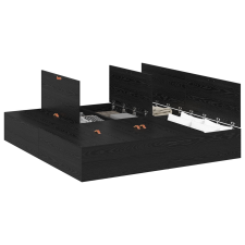 vidaXL Tároló Ágykeret Fekete tölgy 180x200 cm (3335398) ágy és ágykellék