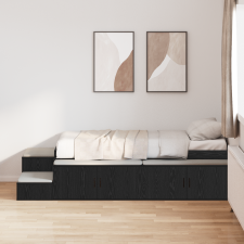 vidaXL Tároló Ágykeret Fekete Tölgy 90x190 cm ágy és ágykellék