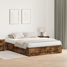 vidaXL Tároló Ágykeret Füstölt Tölgy 140x190 cm ágy és ágykellék