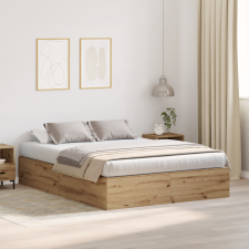 vidaXL Tároló Ágykeret Kézműves Tölgy 140x190 cm ágy és ágykellék