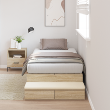 vidaXL Tároló Ágykeret Sonoma Tölgy 75x190 cm ágy és ágykellék