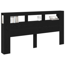 vidaXL Tároló Fejtámla LED Fénnyel Fekete Tölgy 200x18,5x103,5 cm (863116) ágy és ágykellék