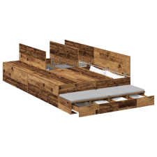 vidaXL Tárolóágy Keret Régi Fa 120x190 cm (3335691) ágy és ágykellék