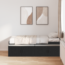 vidaXL Tárolóágykeret Fekete tölgy 100x200 cm ágy és ágykellék