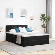 vidaXL Tárolós Ágy matracmal fejtámlával Fekete 140 x 190 cm Bársony ágy és ágykellék