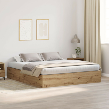 vidaXL Tárolós Ágykeret Artisan Tölgy 200x200 cm ágy és ágykellék