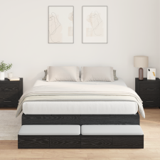 vidaXL Tárolós Ágykeret Fekete Tölgy 140x190 cm ágy és ágykellék