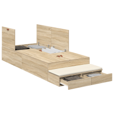 vidaXL Tárolós Ágykeret Sonoma Tölgy 100x200 cm (3335615) ágy és ágykellék