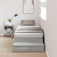 vidaXL Tárolós Ágykeret Szürke Sonoma 75x190 cm ágy és ágykellék