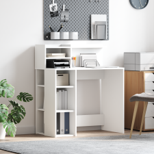 vidaXL Tárolós íróasztal Fehér 90x48x101.5 cm Mérnökileg megmunkált fa íróasztal