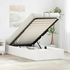 vidaXL Tárolós ottomán ágykeret Fehér 90 x 190 cm Tömör fenyő ágy és ágykellék