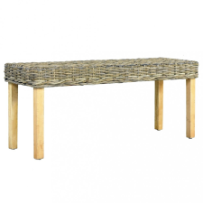 vidaXL Természetes kubu rattan és tömör mangófa pad 110 cm kerti bútor