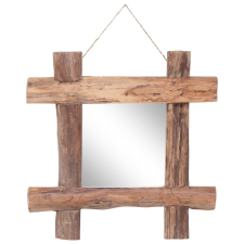 vidaXL Természetes színű újrahasznosított fa rönktükör 50 x 50 cm bútor