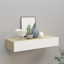 vidaXL tölgy és fehér falra szerelhető fiókos polc 60 x 23,5 x 10 cm bútor