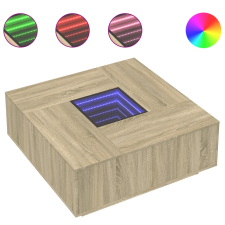 vidaXL tölgy színű végtelen hatású LED-es dohányzóasztal 100x100x40 cm (3284044) bútor