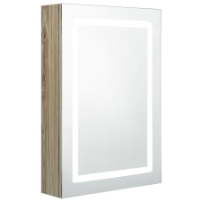 vidaXL tölgyszínű LED-es tükrös fürdőszobaszekrény 50 x 13 x 70 cm (326492) fürdőszoba bútor