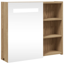 vidaXL tölgyszínű tükrös fürdőszobaszekrény LED-del 60 x 13 x 52cm (357972) fürdőszoba bútor