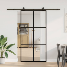vidaXL tolóajtó vasalatokkal 102x205 cm ESG üveg&alumínium (3332820) nyílászáró